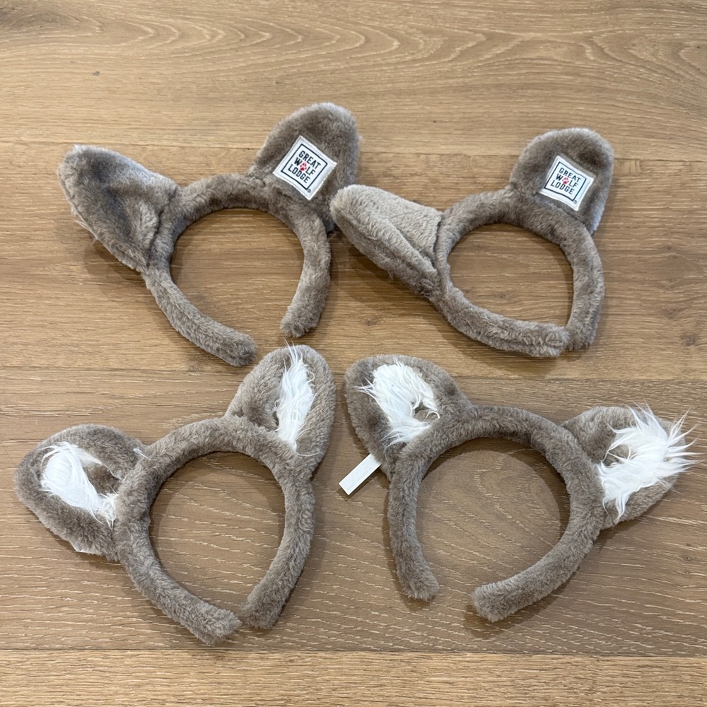 Kids Plush Brown Animal Ear Headband - Set of 4